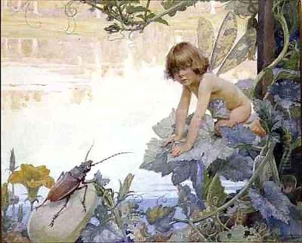 The Fairy and the Beetle Oil Painting by Arthur Herbert Buckland