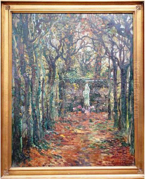 Sous Bois A La Statue Oil Painting by Eugene Chigot