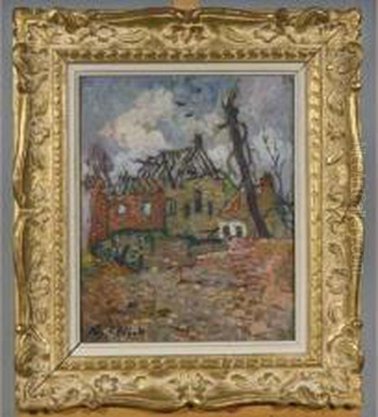 Ruines A Coxyde Oil Painting by Eugene Chigot