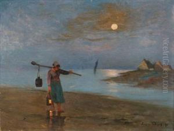 Peche A La Tombee De La Nuit Oil Painting by Eugene Chigot