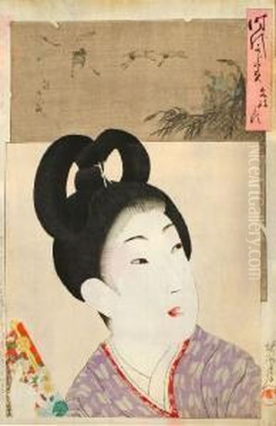 Jidai Kagami Oil Painting by Yoshu Toyoharu Chikanobu /