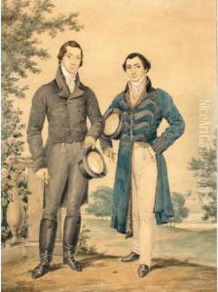 Portrait Of Mr J.h.woodward And Mr J.s.urquhart Oil Painting by James Warren Childe