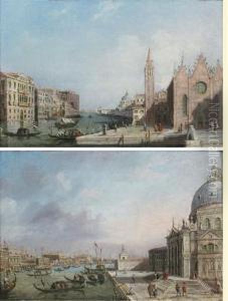 Vue De L'eglise Santa Maria Delle Carita Au Bord Du Grand Canal Oil Painting by Vincenzo Chilone