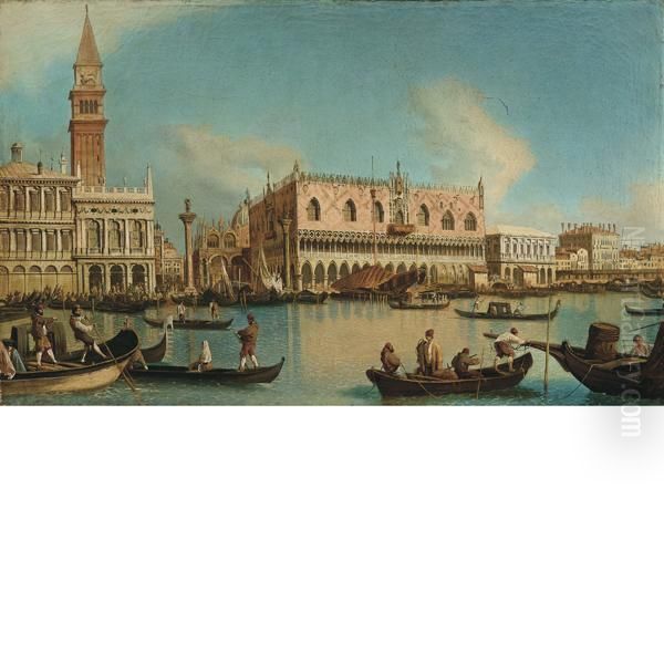 Il Molo Dal Bacino Di San Marco Oil Painting by Vincenzo Chilone