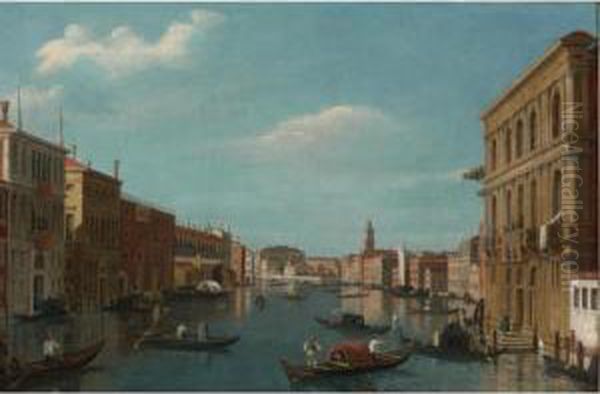 View Of The Grand Canal, Venice,
 Looking North-west From The Palazzo Vendramin-calergi To S. Geremia And
 The Palazzo Flangini Oil Painting by Vincenzo Chilone