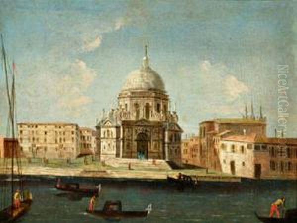 Veduta Di Santa Maria Della Salute A Venezia Oil Painting by Vincenzo Chilone