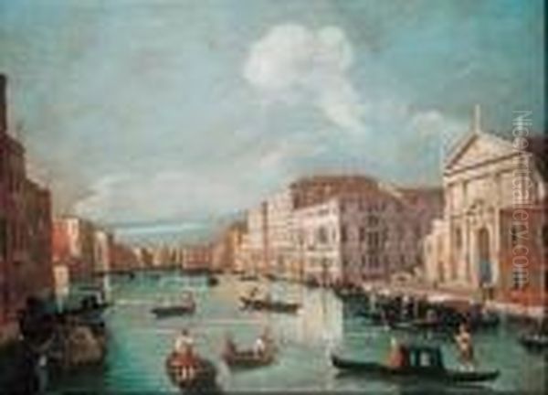 Veduta Del Canal Grande Da San Stae Verso Rialto Oil Painting by Vincenzo Chilone