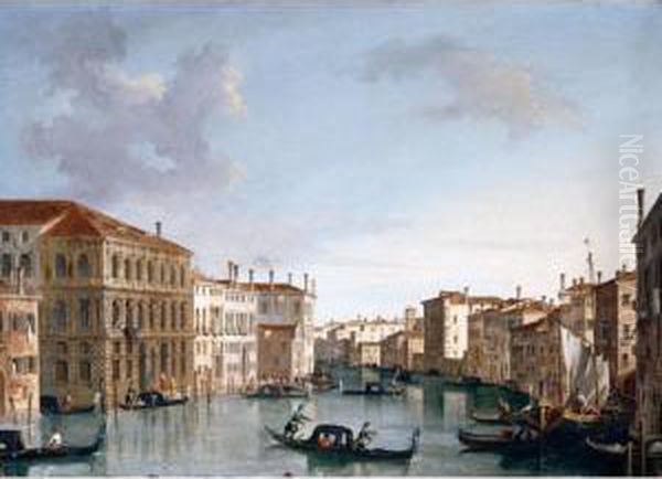 Venice, A View Of The Grand Canal Looking North-west Oil Painting by Vincenzo Chilone