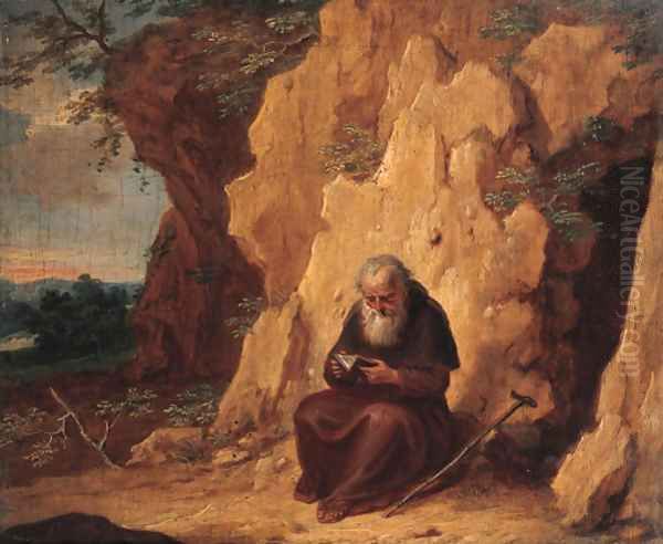 A hermit by a grotto Oil Painting by Balthasar Beschey