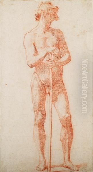 Male Nude With Staff Oil Painting by (Jacopo Chimenti) Empoli