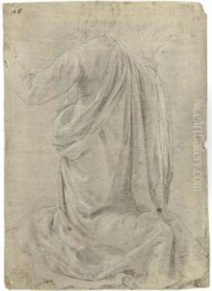 A Kneeling Figure Seen From Behind, His Arms Raised Oil Painting by (Jacopo Chimenti) Empoli