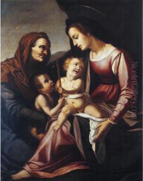 The Madonna And Child With The Infant Saint John The Baptist And Saint Elizabeth Oil Painting by (Jacopo Chimenti) Empoli