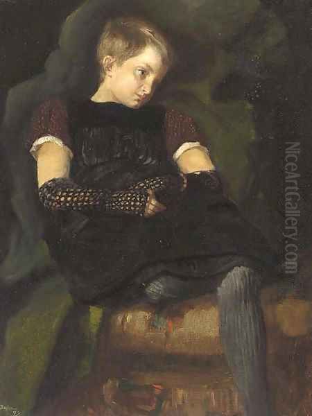 The little Breton girl Oil Painting by Frederick William Bruce