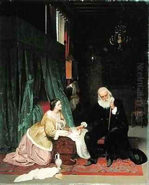 Visit of the doctor Oil Painting by Gustav Jakovlevich Budkovsky