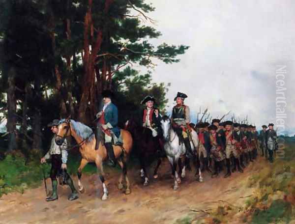 The return of the Prussian infantry Oil Painting by Heinrich Breling