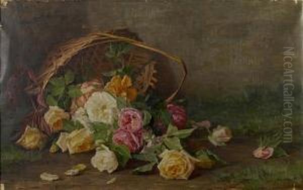 A Basket Of Pink Oil Painting by Alice Brown Chittenden