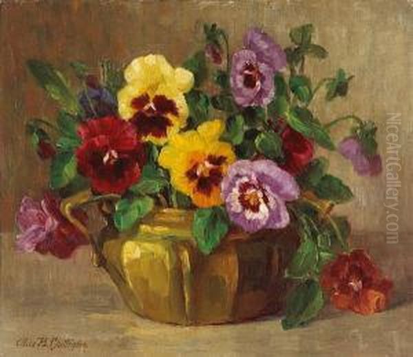 Still Life With Pansies In An Urn Oil Painting by Alice Brown Chittenden