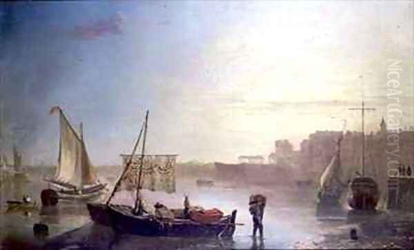 View on the Thames Oil Painting by James M. Burnet