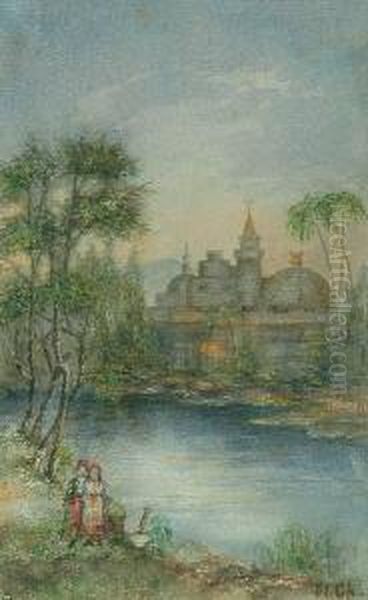 Pejzaz Z Meczetem W Tle Oil Painting by Stanislaus von Chlebowski