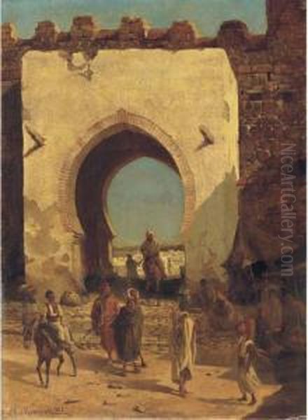 At The City Gate Oil Painting by Stanislaus von Chlebowski