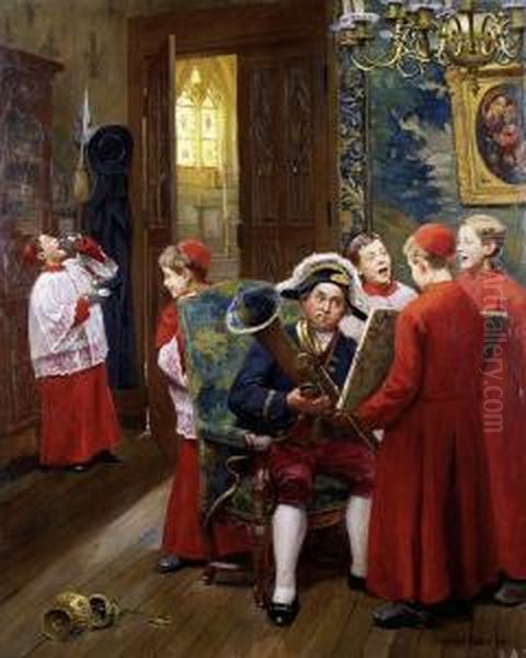 Concert Arrose Dans La Sacristie Oil Painting by Paul Charles Chocarne-Moreau