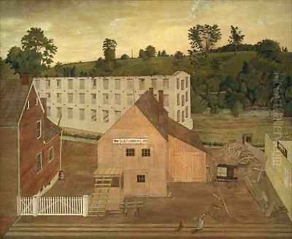 View of Darby, Pennsylvania, After the Burning of Lord's Mill Oil Painting by Jesse D. Bunting