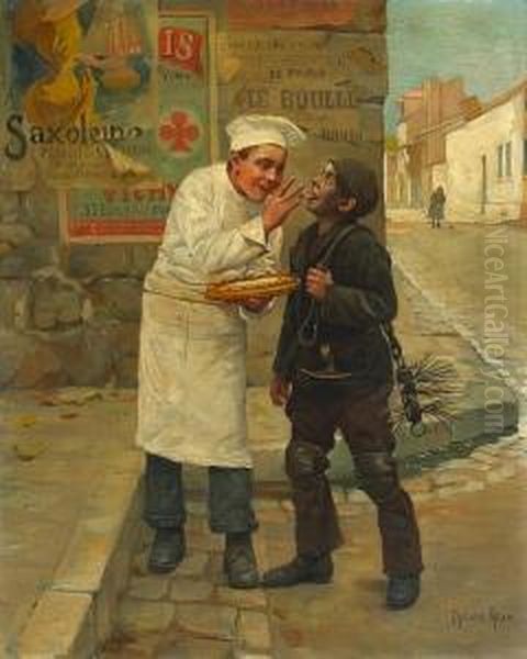 A Stolen Morsel Oil Painting by Paul Charles Chocarne-Moreau