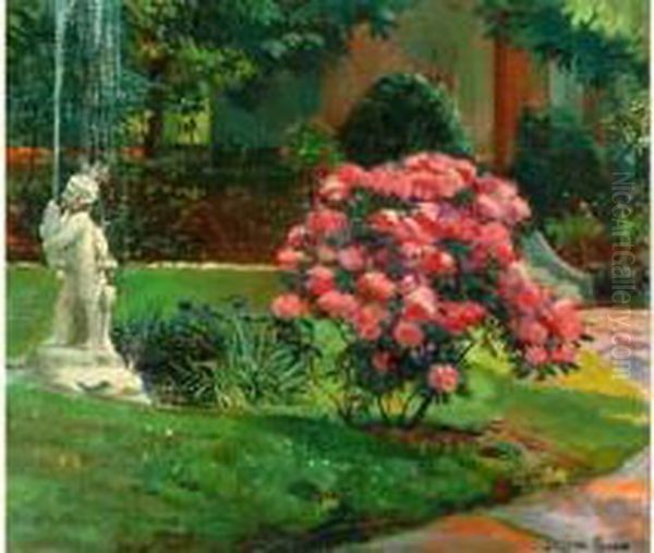 Fontaine De Jardin Oil Painting by Paul Charles Chocarne-Moreau