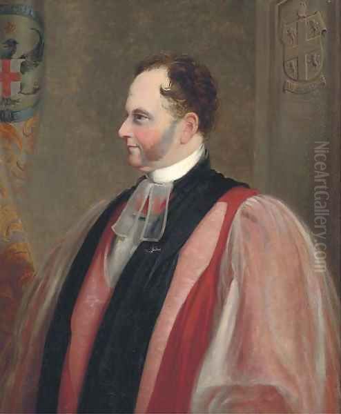 Portrait of the Hon. and Right Reverend Henry Montague Villiers, Bishop of Durham (1813-1861) in clerics robes Oil Painting by John Bewick