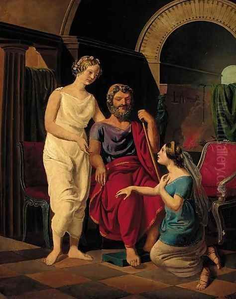 Thetis asking Vulcan for weapons for Achilles Oil Painting by Ludwig Beyfuss