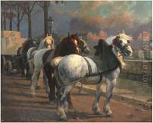 Chevaux Oil Painting by Rene Maxime Choquet