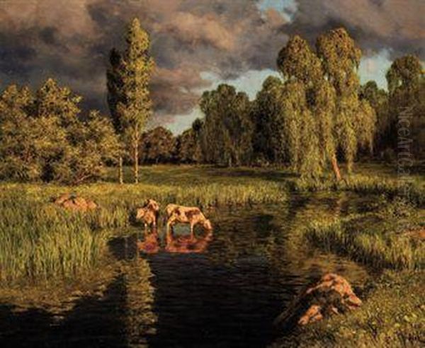 A Storm On The Horizon Oil Painting by Ivan Fedorovich Choultse