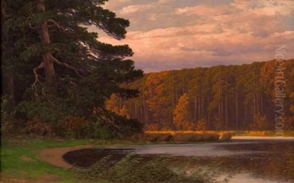 Lac En Foret Oil Painting by Ivan Fedorovich Choultse