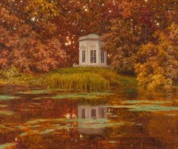 Pavilion By A Lake. Oil Painting by Ivan Fedorovich Choultse