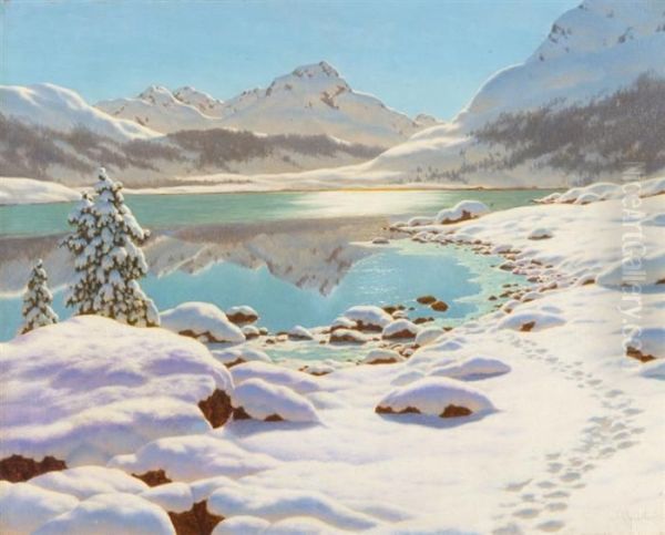 Winter Day In Engadin Oil Painting by Ivan Fedorovich Choultse