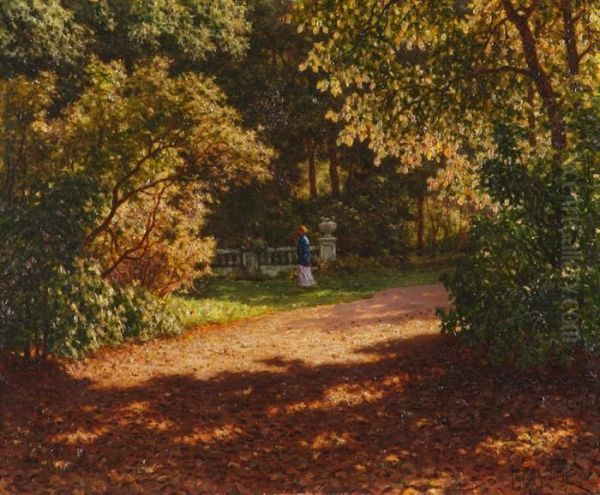 Park Landscape In The Summer. Oil Painting by Ivan Fedorovich Choultse