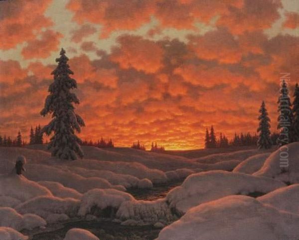 Paysage D'hiver Oil Painting by Ivan Fedorovich Choultse