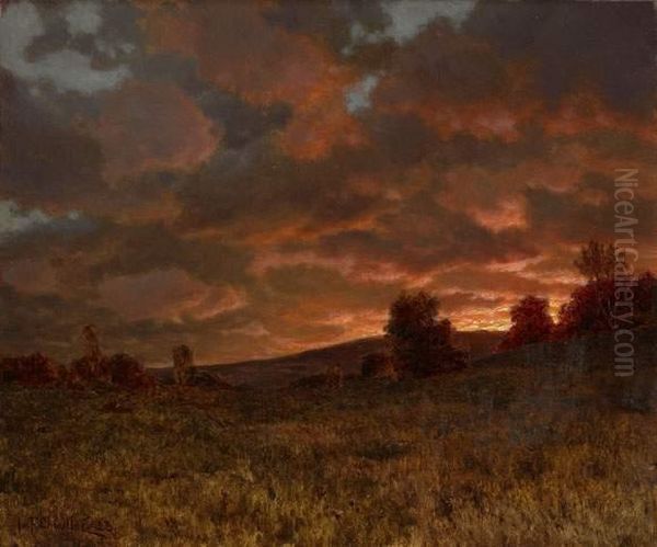 Landscape At Sunset Oil Painting by Ivan Fedorovich Choultse