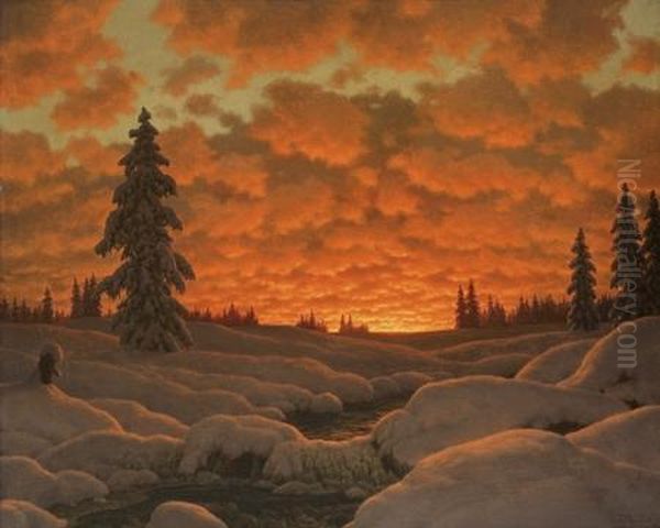 Winter Landscape Oil Painting by Ivan Fedorovich Choultse