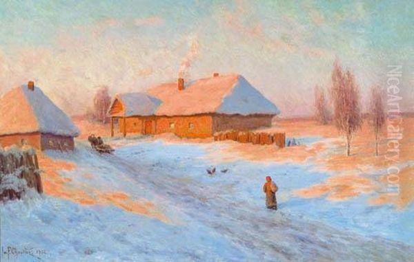 Winter Landscape In The Evening. Oil Painting by Ivan Fedorovich Choultse