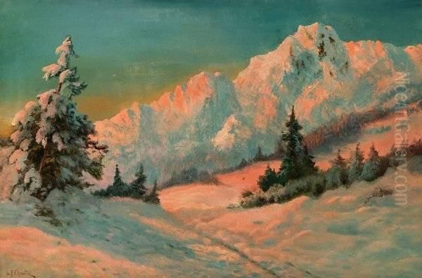 Choultse . Snowy Alpine Scene Oil Painting by Ivan Fedorovich Choultse