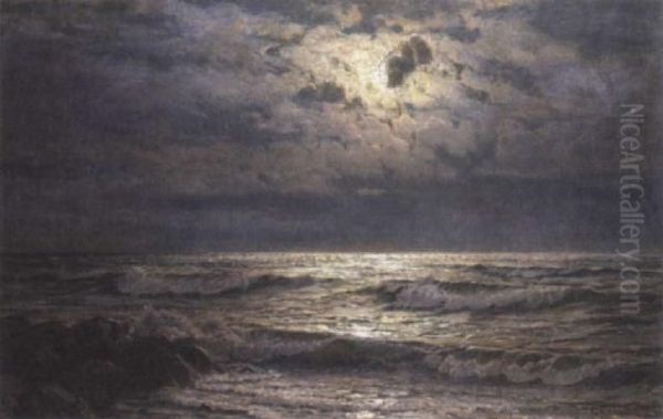 Moonlit Seascape Oil Painting by Ivan Fedorovich Choultse