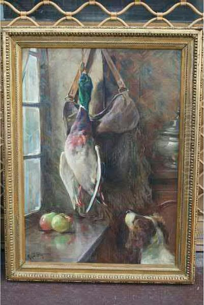 Nature Morte Au Chien De Ch Oil Painting by Rene Louis Chretien