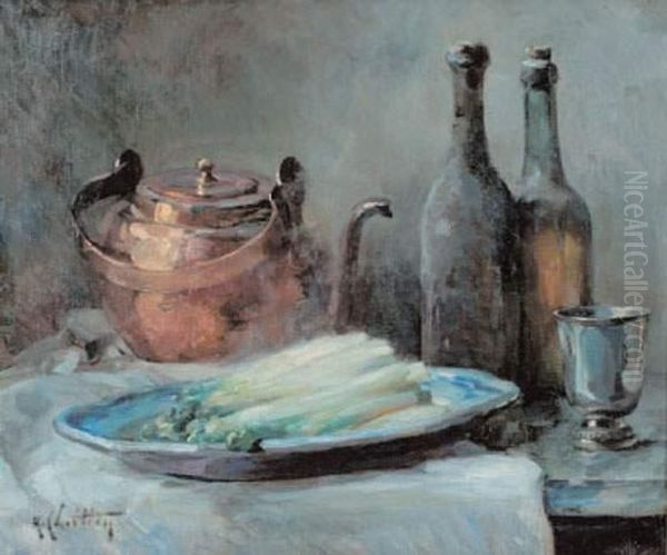 Nature Morte Aux Asperges Et Au Chardons Oil Painting by Rene Louis Chretien