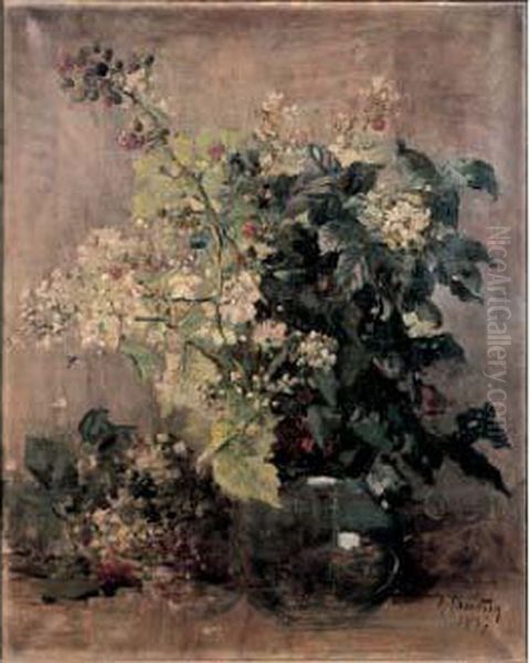 Nature Morte Aux Fleurs Oil Painting by Rene Louis Chretien