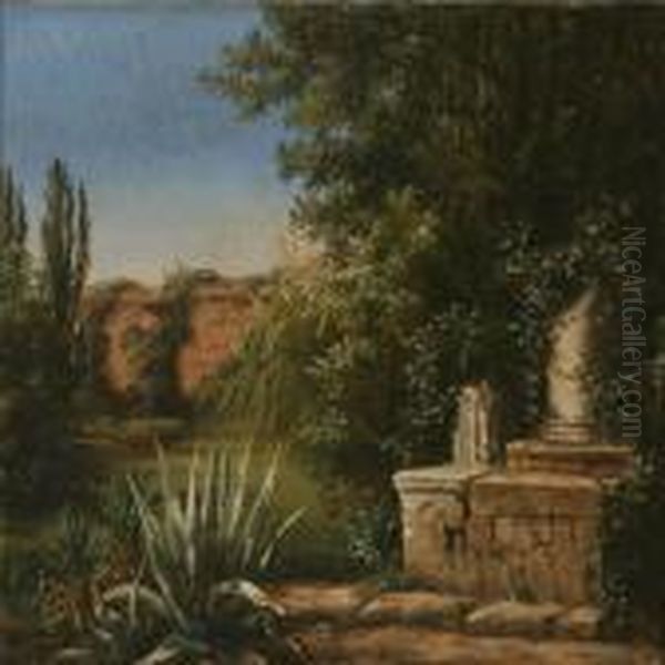 An Italian Garden On A Summer Day Oil Painting by Anthonie, Anthonore Christensen