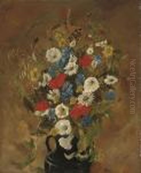 Poppies, Cornflowers, Daisies, Buttercups Oil Painting by Anthonie, Anthonore Christensen