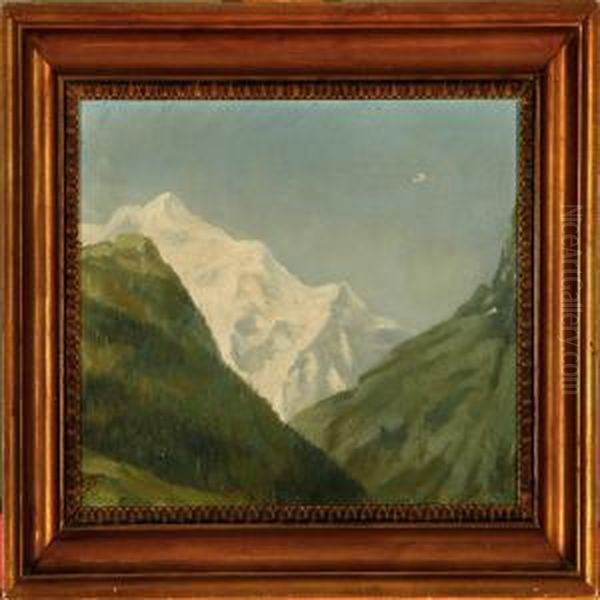 Overlooking A Snow Covered Mountaintop Oil Painting by Anthonie, Anthonore Christensen