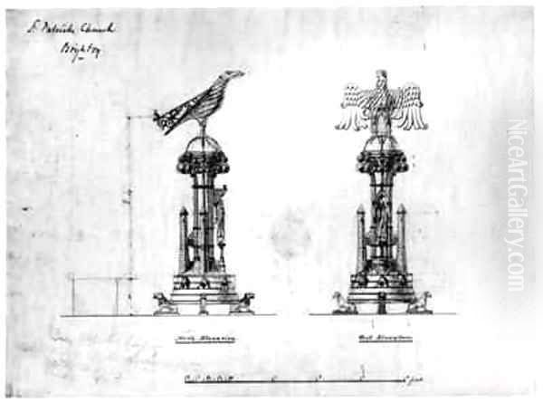 Design for a Lectern, St. Patrick's, Hove Oil Painting by William Butterfield