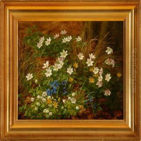 A Forest Floorwith Anemones And Other Spring Flowers Oil Painting by Anthonie, Anthonore Christensen